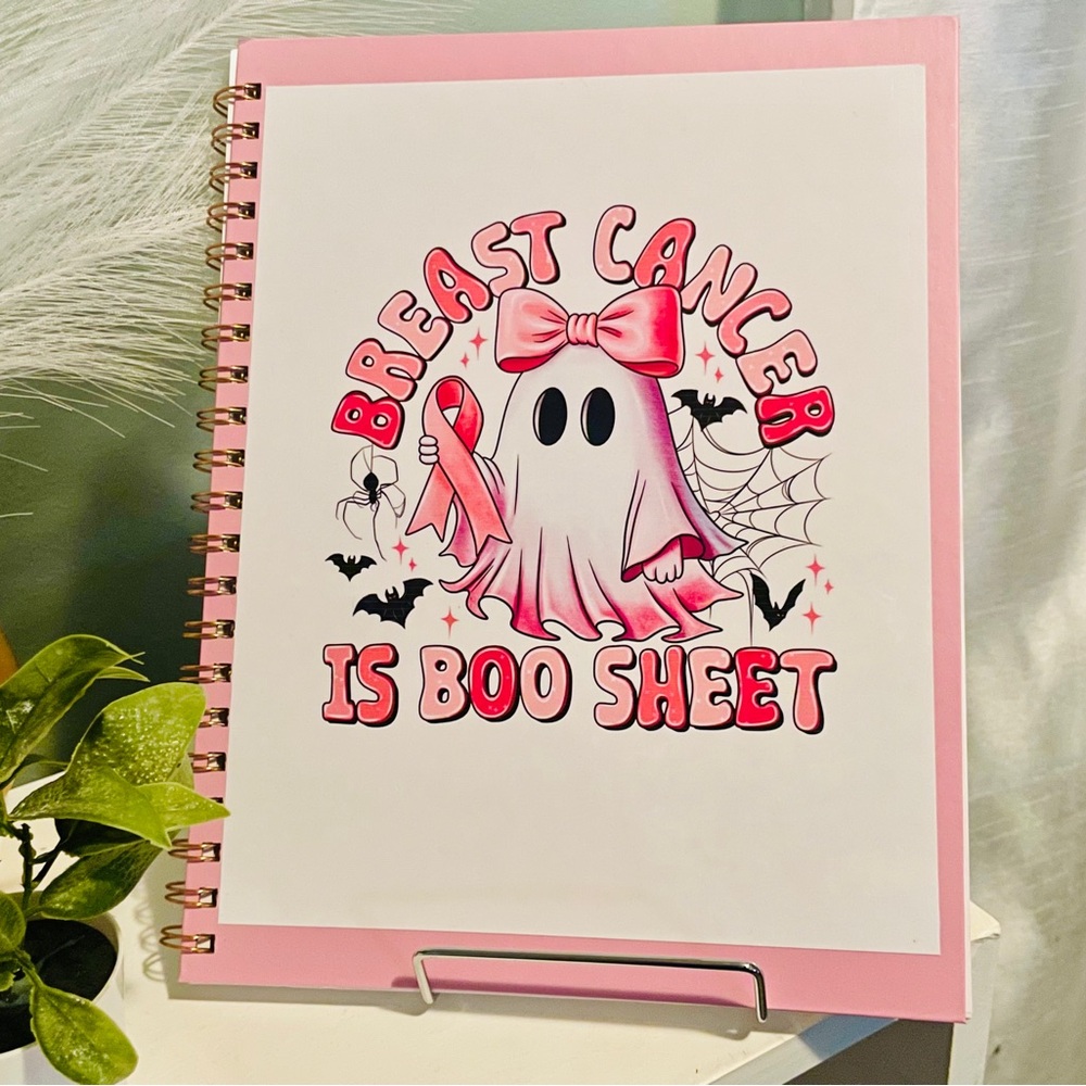 Pink Spiral Notebook with Ghost Design